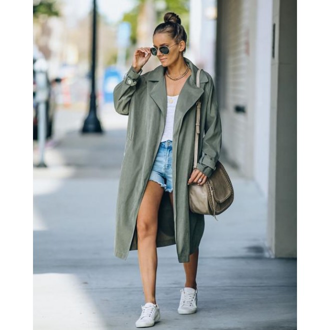 Channel Pocketed Lightweight Trench Coat